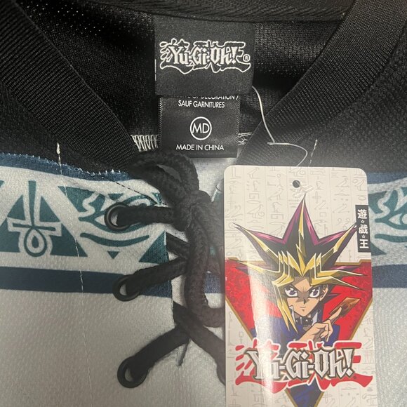 YUGIOH DARK MAGICIAN HOCKEY JERSEY YU GI OH ANIME SHIRT YUGI 96 BOXLUNCH - Picture 8 of 9